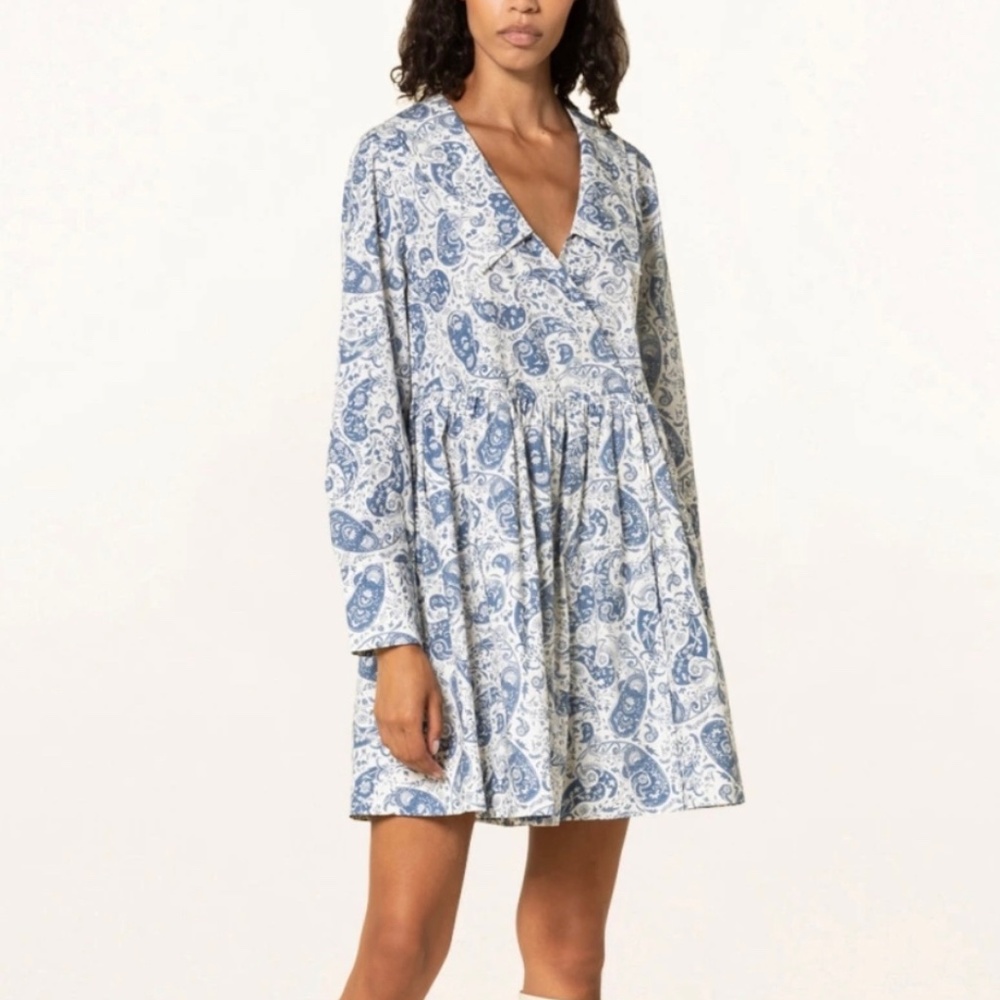 Ganni Paisley Print Cotton Poplin Dress